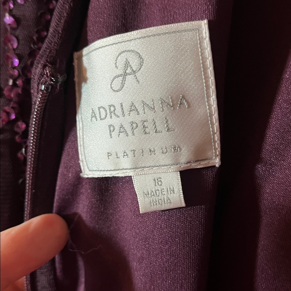 Adrianna Papell Platinum Formal Dress Size 16 in Plum Color. - Picture 3 of 10